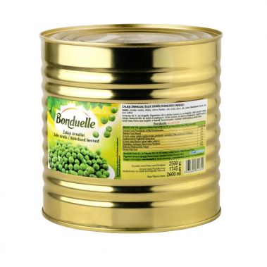 Žirneliai žali, konserv., 1*2.5kg (gr.k. 1.745kg), Bonduelle