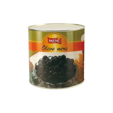 Alyvuogės juodos s/k, Hojiblanca, sūryme, 240/260, 6*2.6kg (gr.k. 1.6kg), Menu