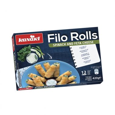 Vyniotiniai Filo su sūriu Feta ir špinatais, RTB, šald., 12*420g, Kanaki