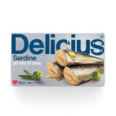 Sardinės, alyvuogių aliejuje, 50*120g (gr.k. 85g) Delicius